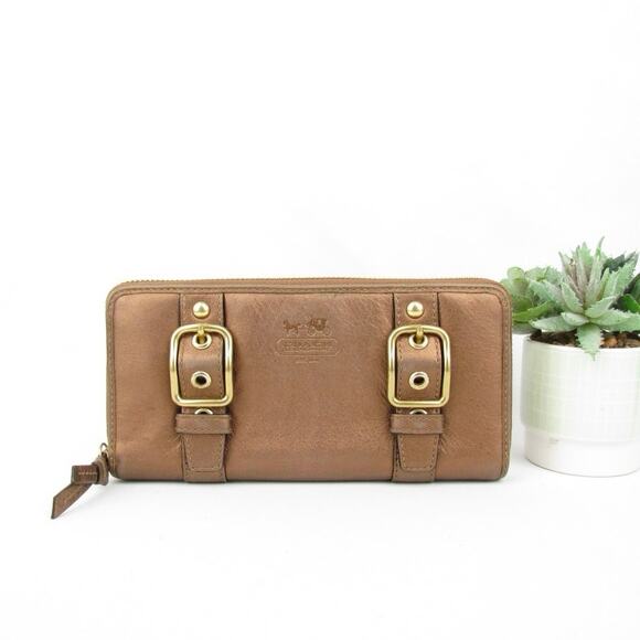 Coach Zip Around Bronze Color Wallet - Picture 1 of 6